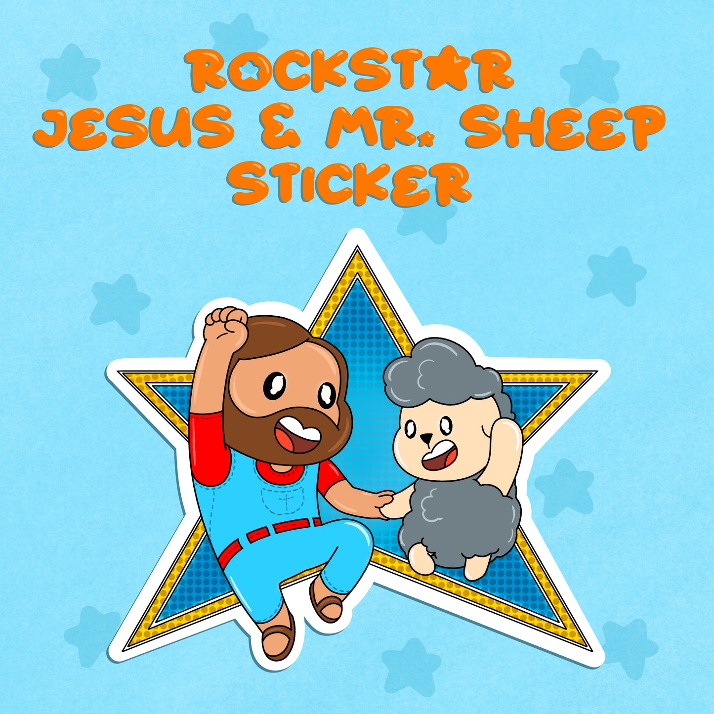 Rockstar Jesus & Mr. Sheep Sticker