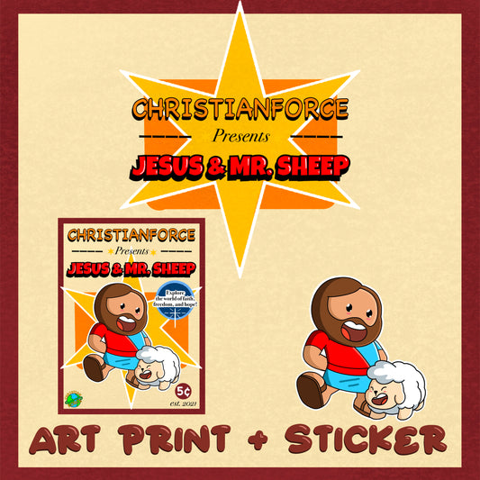 Jesus & Mr. Sheep Art Print