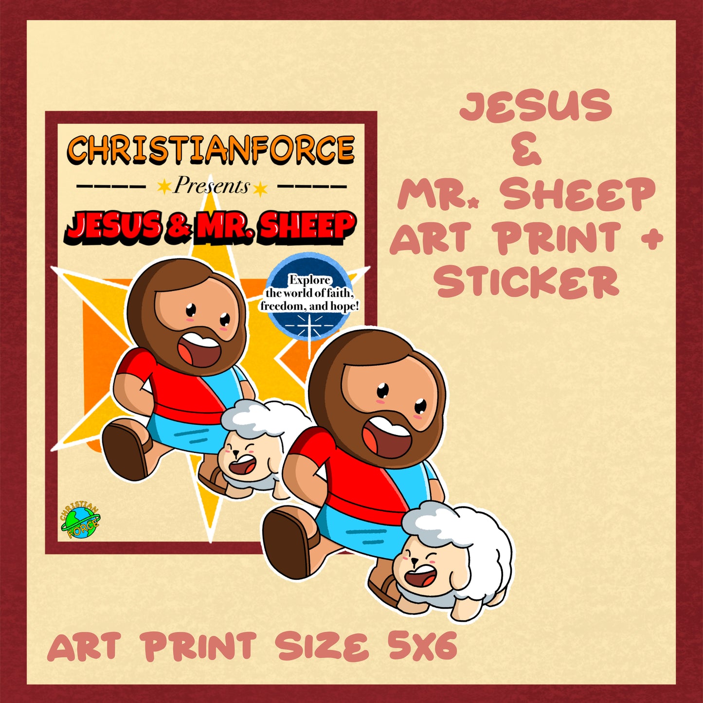 Jesus & Mr. Sheep Art Print
