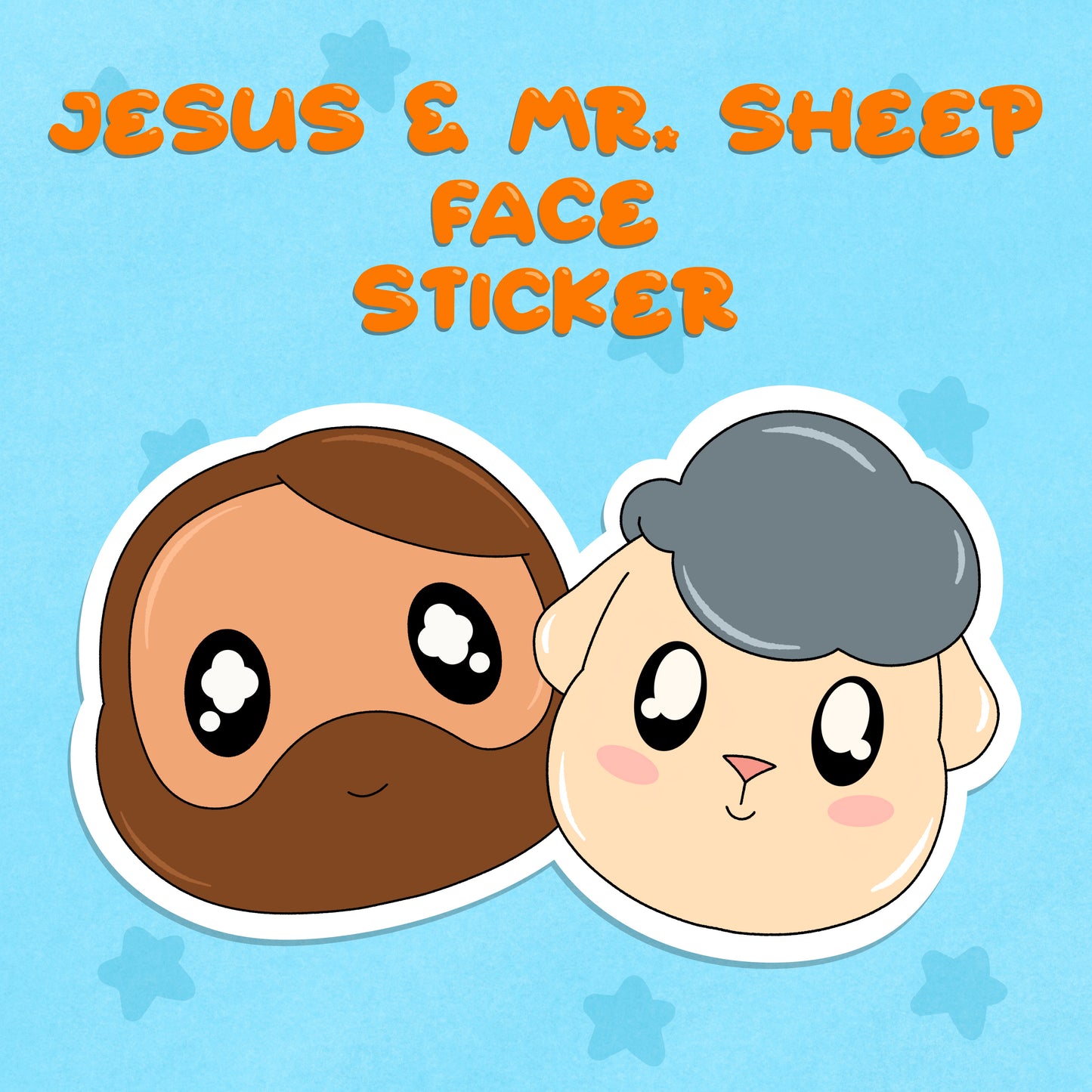 Jesus & Mr. Sheep Face Sticker