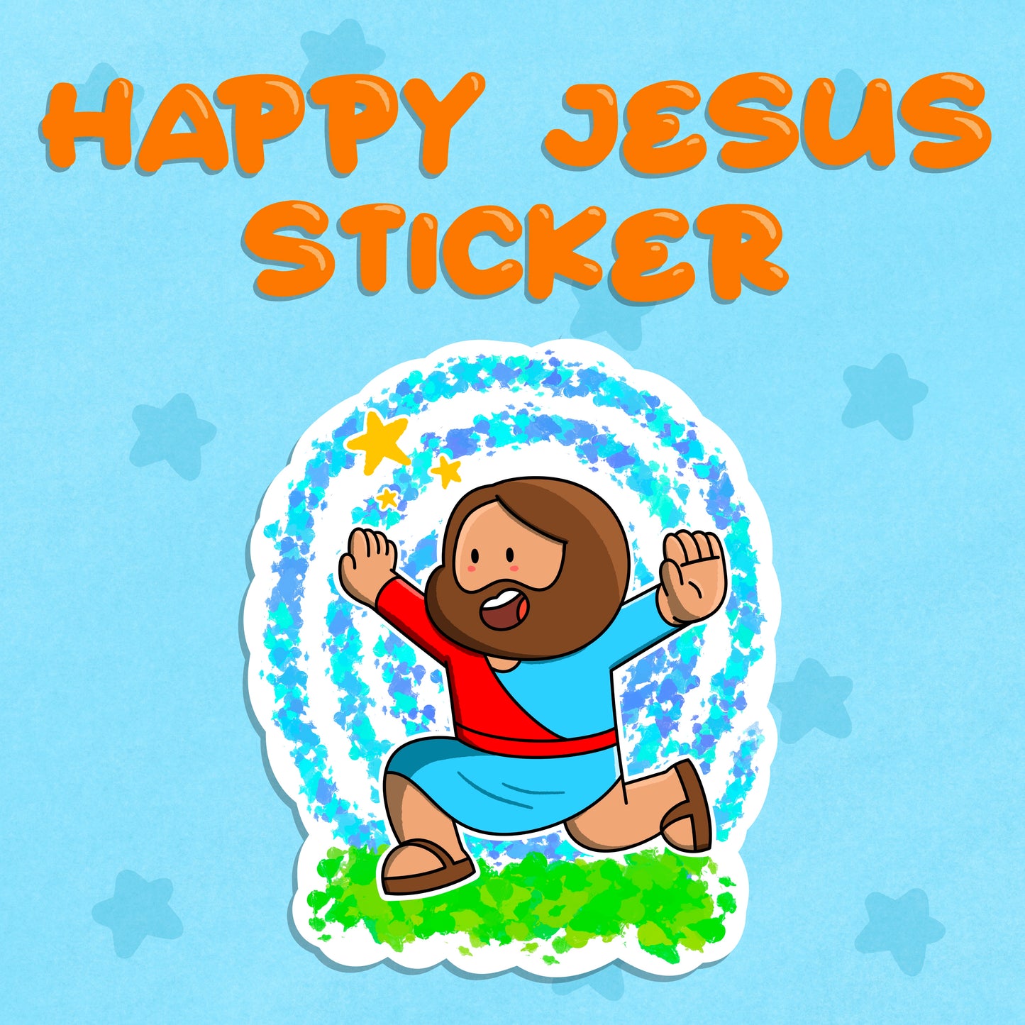 Happy Jesus Sticker