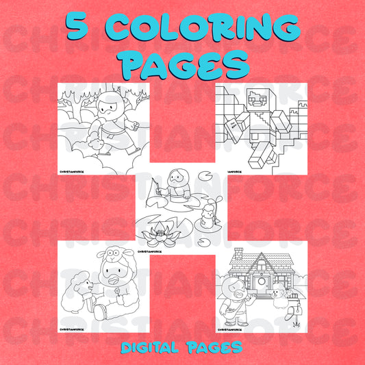 5 Coloring Pages (Digital Pages)