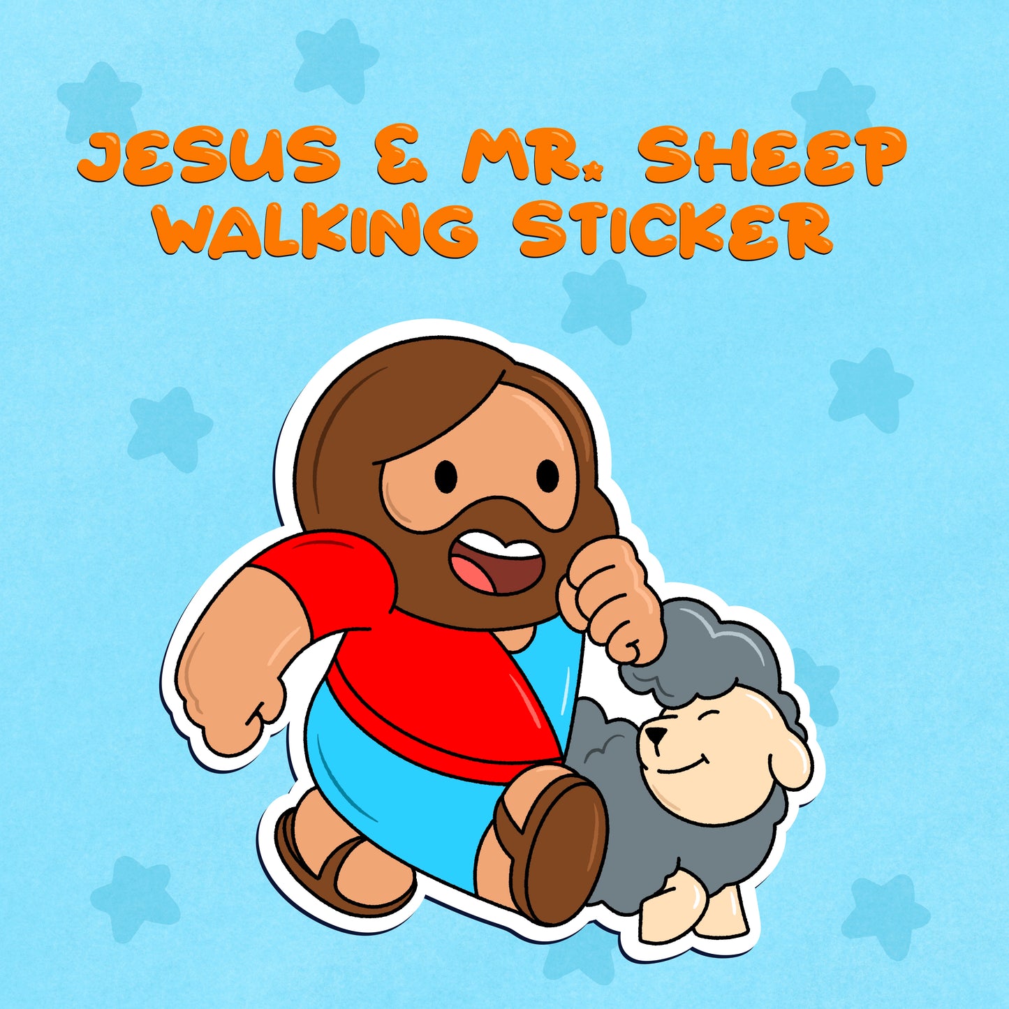 Jesus & Mr. Sheep Walking Sticker