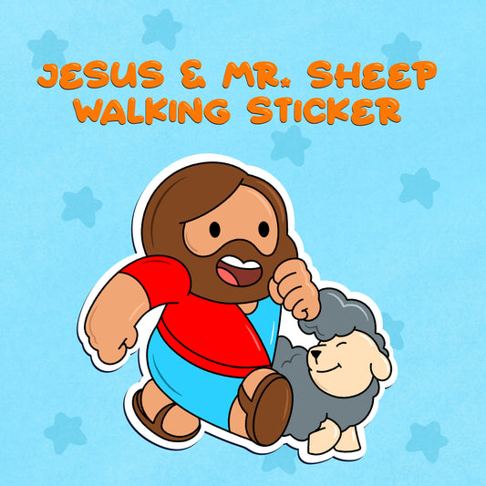 Jesus & Mr. Sheep Walking Sticker
